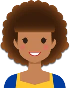 Black female with afro, gold top and blue sleeves
