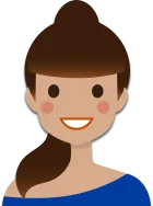 Mixed race female with brown hair in a ponytail and blue top