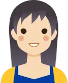 Pale female with black hair, blue top and gold sleeves
