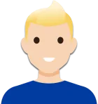 White male with light blond hair and a blue top